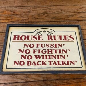 Vintage Style House Rules Sign